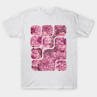 Pink dahlia pattern abstract design T-Shirt